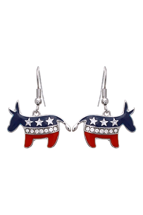 SA3-2-5-24751CR-S - USA FLAG ACCENT DEMOCRATS DONKEY - CRYSTAL SILVER/1PC