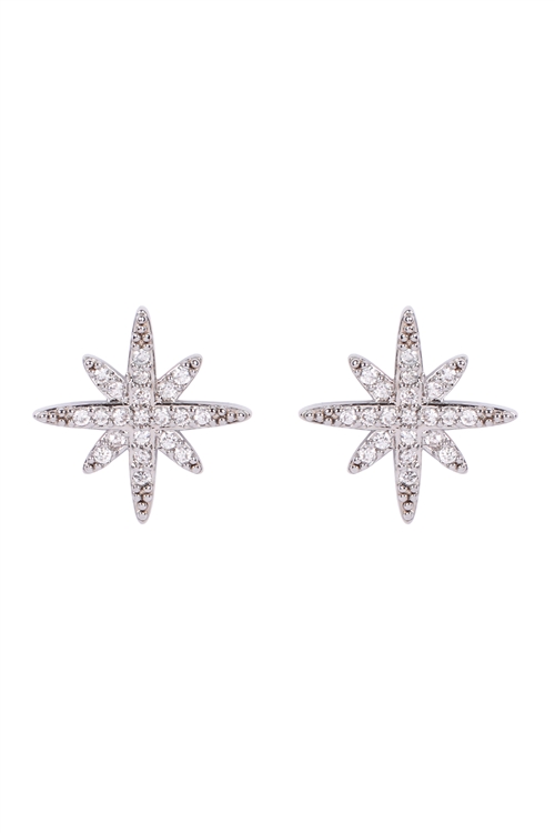 A3-3-1-25542CR-S- STARBUSRST STUD EARRINGS-CRYSTAL SILVER/6PCS