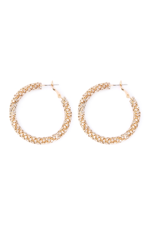 S5-6-5-25588-40CR-G - G RS 45MM TUBE STONE HOOP-CRYSTAL GOLD/1PC