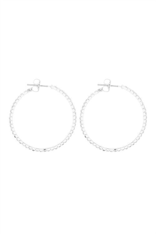 S1-4-2-25660-30CR-S - 1.5MM RHINESTONE HOOP POST EARRINGS - CRYSTAL SILVER/1PC