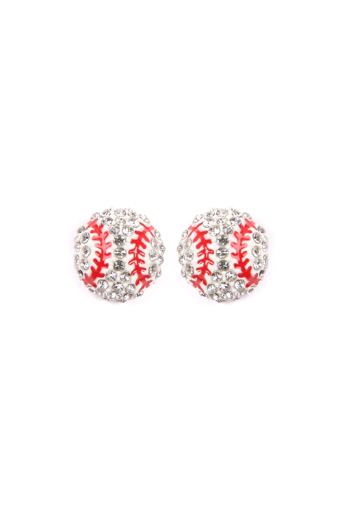 S6-5-2-25717WH-BASEBALL SPORTS STUD EARRINGS/1PC