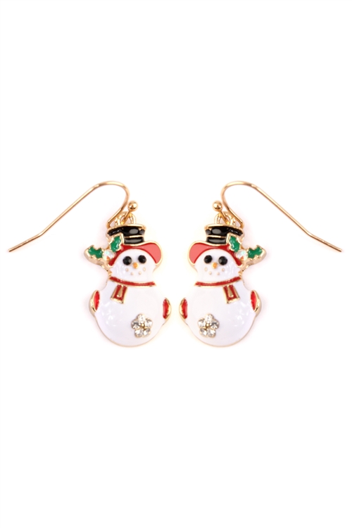 S22-5-3-25772X-G-SNOWMAN SCARF HOOK EARRINGS/1PC