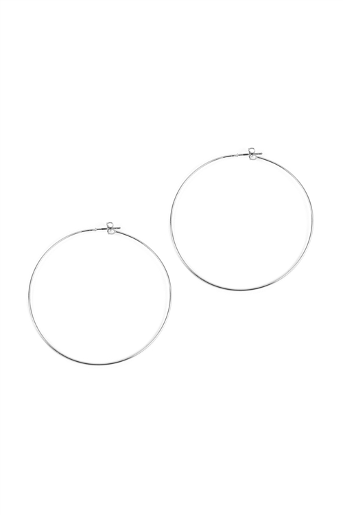 A1-1-4-25804-60-MS - 60MM WIRE HOOP EARRINGS MATTE SILVER/1PC