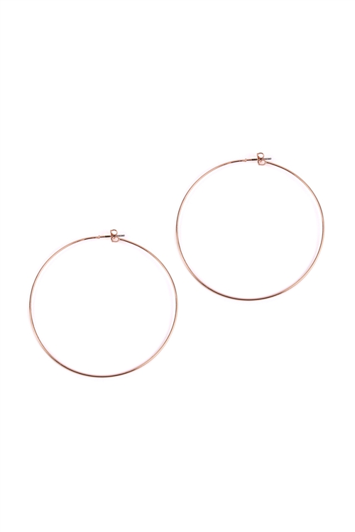 A1-2-4-25804-60-RG-60MM WIRE HOOP EARRINGS - ROSE GOLD/1PC