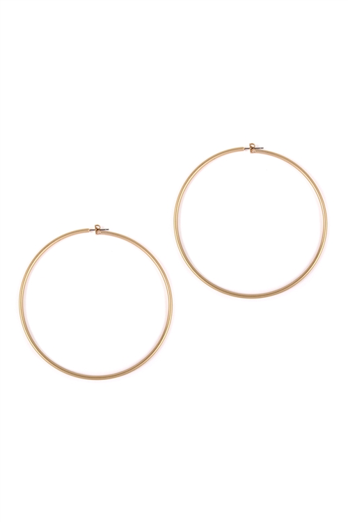 S1-4-3-25805-80MG- WIRE HOOP EARRINGS - MATTE GOLD/1PC