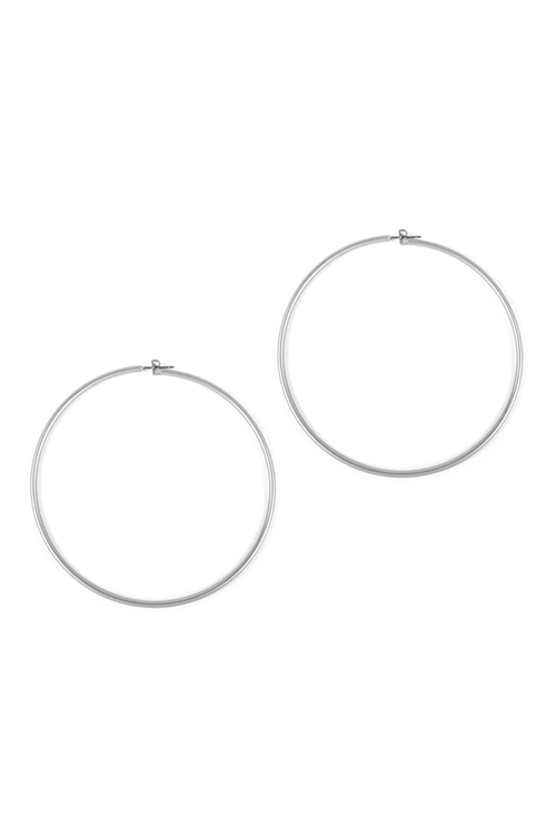 S1-4-3-25805-80MS- WIRE HOOP EARRINGS - MATTE SILVER/1PC