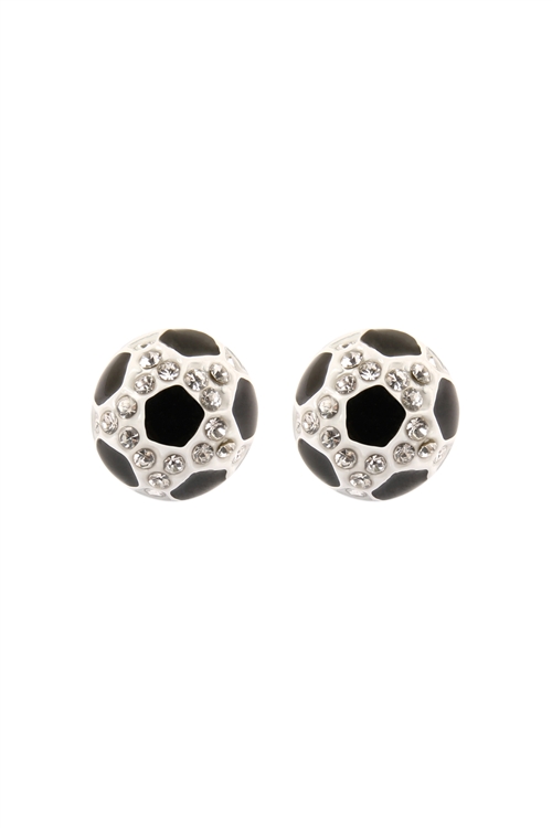 S17-11-3-25898WH- SOCCER BALL STUD EARRINGS/1PC