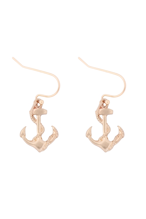 S1-3-4-25926-G - ANCHOR CAST DANGLE EARRINGS - GOLD/6PCS