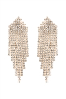 A2-3-5-25931CR-G- MULTI LINE RHINESTONE FRINGE POST EARRINGS - GOLD/1PC