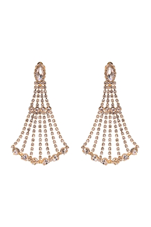 S1-2-4-25937CR-G - RHINESTONE DRAPE PRAIRE POST EARRINGS-CRYSTAL GOLD/1PC