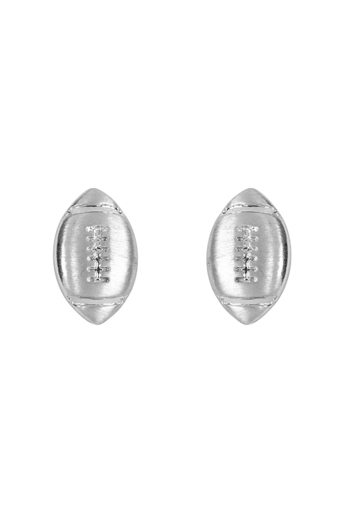 S1-5-1-25943S - SIMPLE FOOTBALL MATTE EARRINGS -  SILVER/1PC