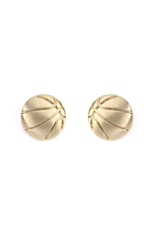 S22-3-3-25944G - SIMPLE BASKETBALL MATTE EARRINGS - GOLD/6PCS