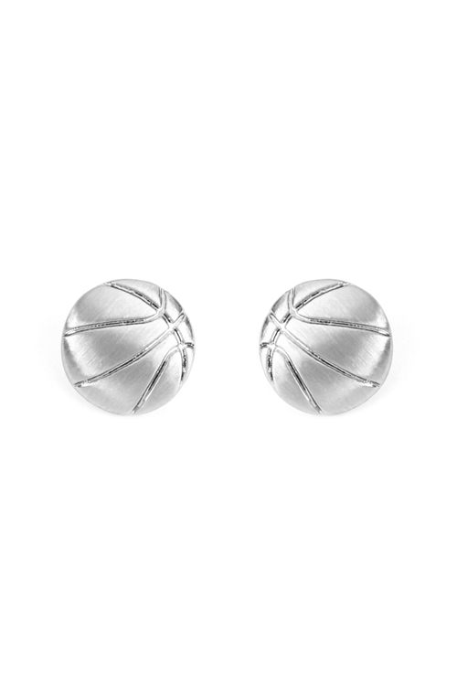 S22-3-3-25944S - SIMPLE BASKETBALL MATTE EARRINGS - SILVER/6PCS