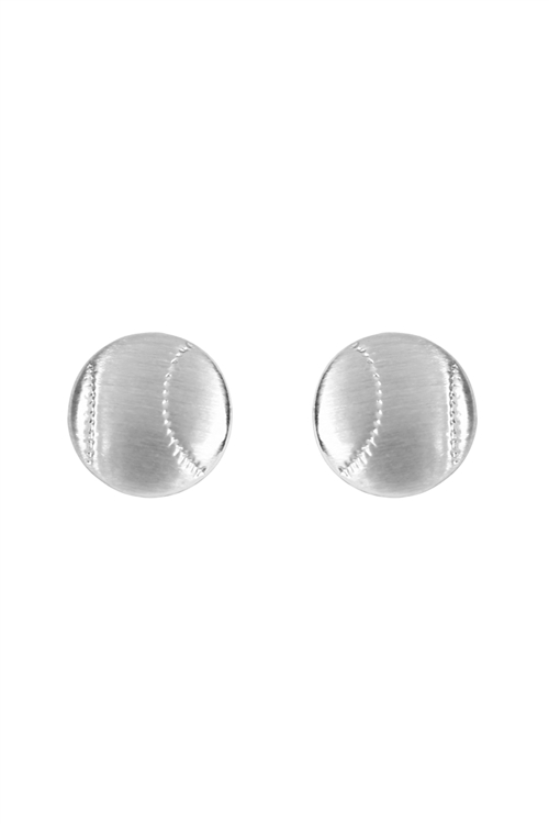 S1-8-1-25945S - MS SIMPLE BASEBALL MATTE EARRINGS SILVER/6PCS