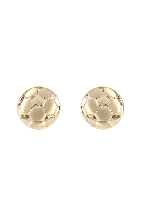 S22-3-3-25946G - SIMPLE SOCCER MATTE EARRINGS -  GOLD/6PCS