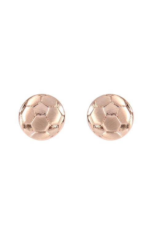 S22-3-3-25946RG - SIMPLE SOCCER MATTE EARRINGS - ROSE GOLD/6PCS