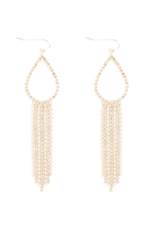 A2-4-3-25985CR-G - TEARDROP SHAPE FRINGE BRIDAL EARRINGS - CRYSTAL GOLD/1PC