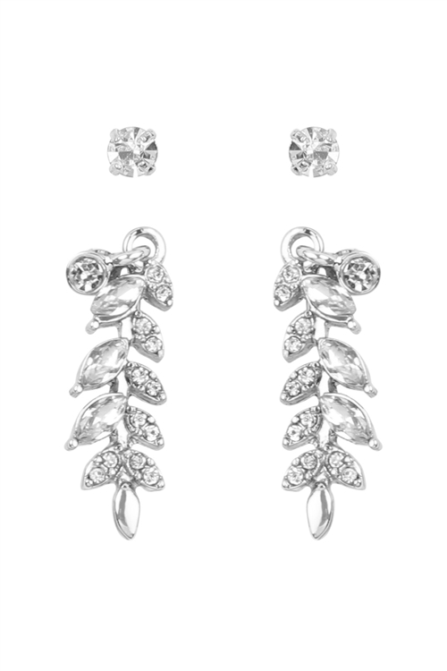 S21-10-1-26145CR-S - CRAWLER DANGLE BRANCH EARRINGS - CRYSTAL SILVER/6PCS (NOW $ 1.25 ONLY!)
