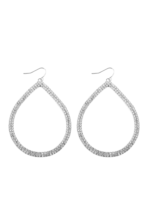 A1-3-2-26251-50CR-S  - 2 LAYERED PEAR SHAPE EARRINGS - SILVER/1PC