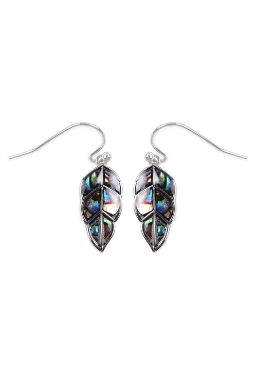 A2-3-2-26299VMM-R - ABALONE LEAF  EARRINGS - SILVER/1PC