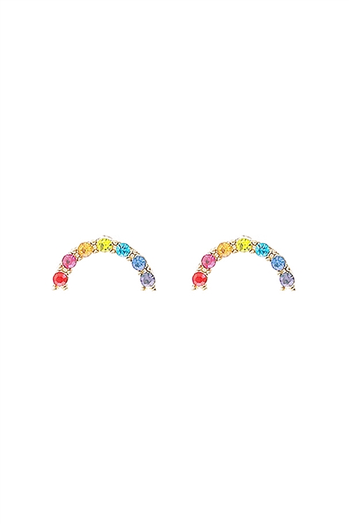 S1-4-5-26346MU-G - MINI RAINBOW EARRINGS - MULTICOLOR/6PCS