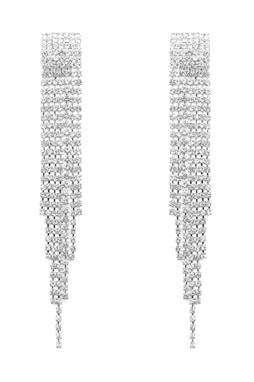 S23-13-5-26379CR-S- SEVEN ROW FRINGE DROP EARRINGS - SILVER/1PC