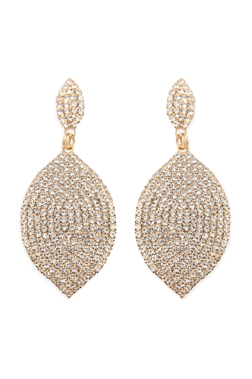 A1-3-2-26387CR-G - CUBIC ZIRCONIA PAVE  MARQUISE BRIDAL DROP POST EARRINGS - CRYSTAL GOLD/6PCS