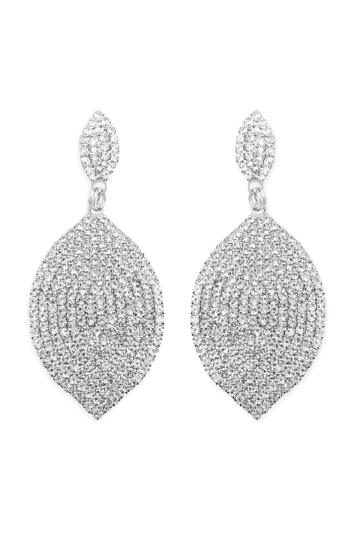 A1-3-2-26387CR-S - CUBIC ZIRCONIA PAVE  MARQUISE BRIDAL DROP POST EARRINGS - CRYSTAL SILVER/6PCS