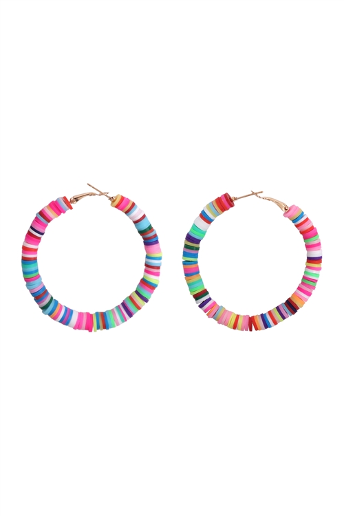 A3-3-1-26452-55LMU-G- 50mm FIMO LIGHT MULTI HOOP EARRINGS - /6PCS