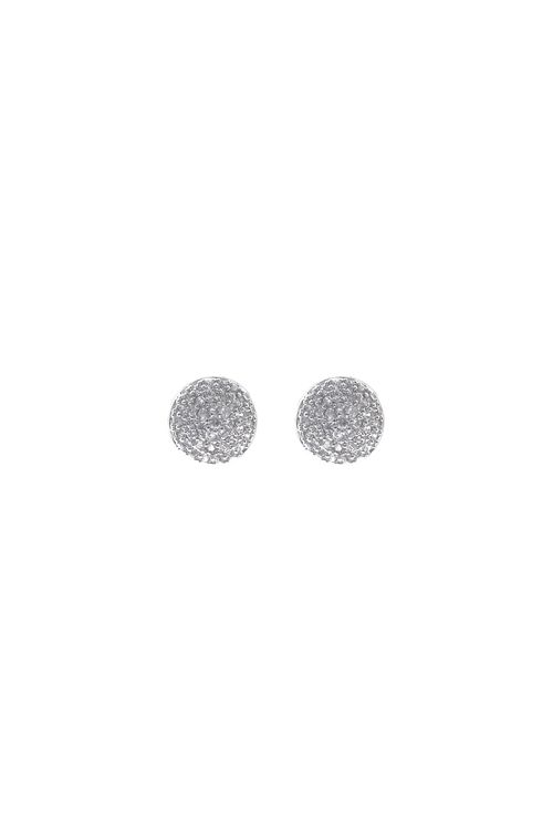 S1-4-5-26552CR-RH - CUBIC ZIRCONIA PAVE ROUND SHAPE STUD EARRINGS - CRYSTAL SILVER/1PC