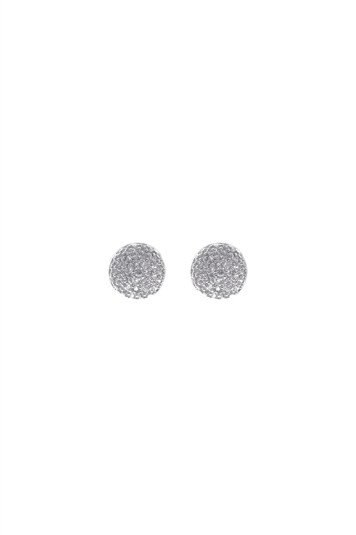 S1-1-2-26552CR-RH - CUBIC ZIRCONIA PAVE ROUND SHAPE STUD EARRINGS - CRYSTAL SILVER/1PC