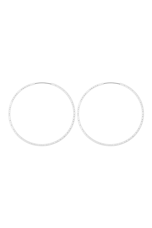 S1-4-4-26623-050S - 1.5/50MM ENDLESS TEXTURE HOOP EARRINGS - SILVER/6PCS