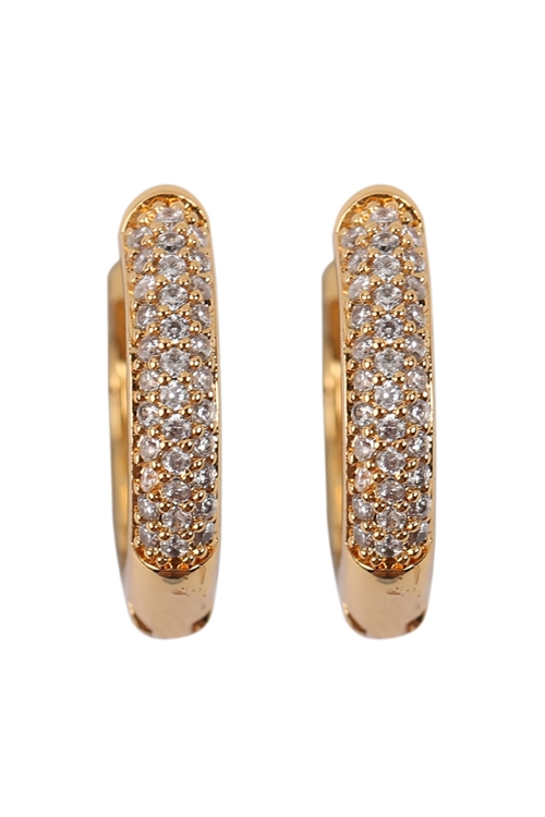 S5-6-2- 26731CR-OG - 0.65 PAVE HUGGIE HOOP EARRINGS - GOLD/1PC