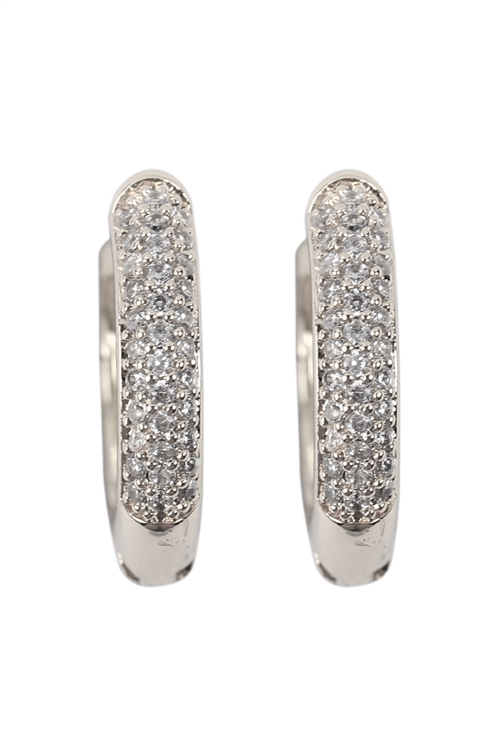 S5-6-2-26731CR-RH - 0.65 PAVE HUGGIE HOOP EARRINGS - SILVER//1PC