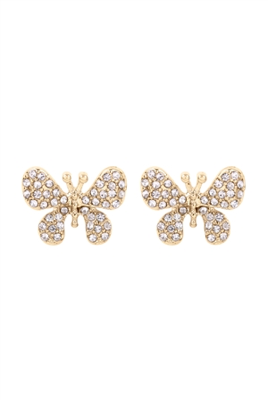 SA4-3-5-26751CR-G - MEDIUM BUTTERFLY PAVE STUD EARRINGS-CRYSTAL GOLD/1PC (NOW $1.00 ONLY!)