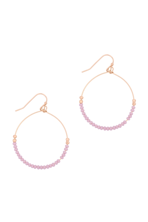 A2-4-2-26805CY0-MG- GLASS BEAD ROUND EARRINGS-LIGHT LAVENDER/1PC
