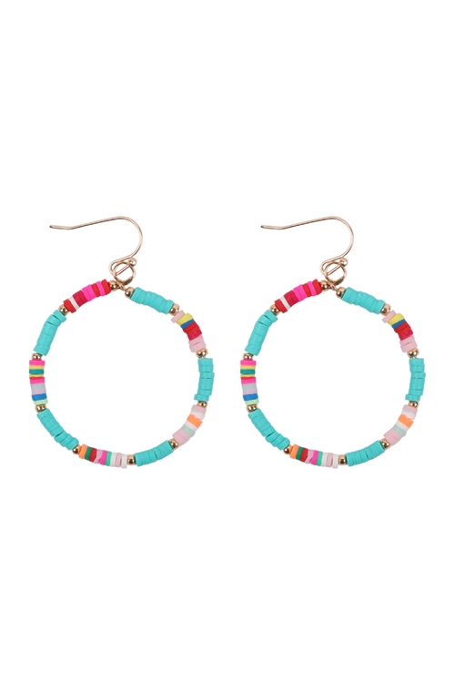 A1-1-1-26876BLZ-G- 35mm RUBBER DISC HOOK EARRINGS-BLUE/1PC