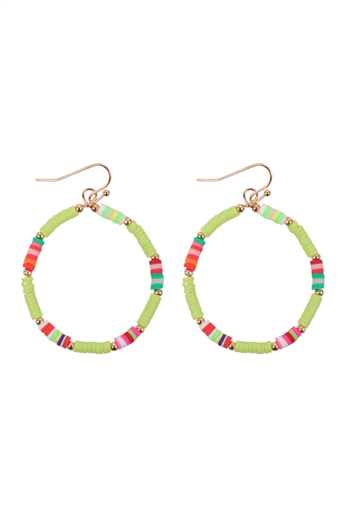 SA3-1-3-26876PE-G- 35mm RUBBER DISC DROP EARRINGS-GREEN/1PC