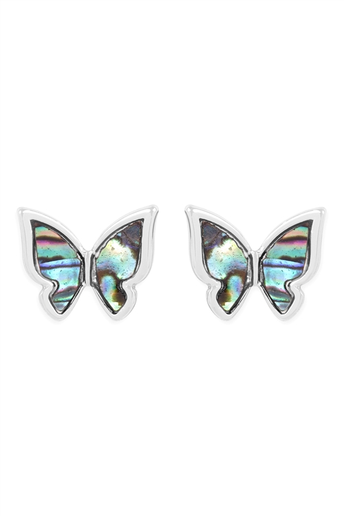 SA3-1-3-26978VMMR- ABALONE BUTTERFLY POST EARRINGS-SILVER/6PCS