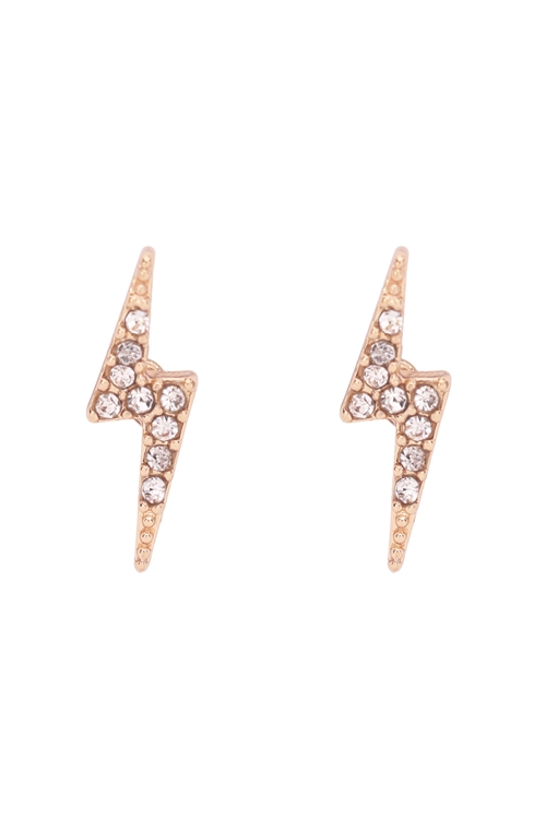 SA3-3-4-27028CR-G - LIGHTNING PAVE RHINESTONE POST EARRINGS - CRYSTAL GOLD/6PCS