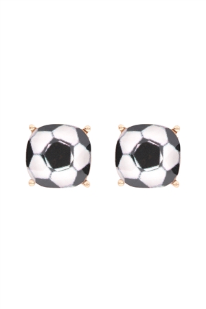 S1-1-1-27054JT-G- SPORTS CUSHION CUT  SOCCER STUD EARRINGS - GOLD/1PC