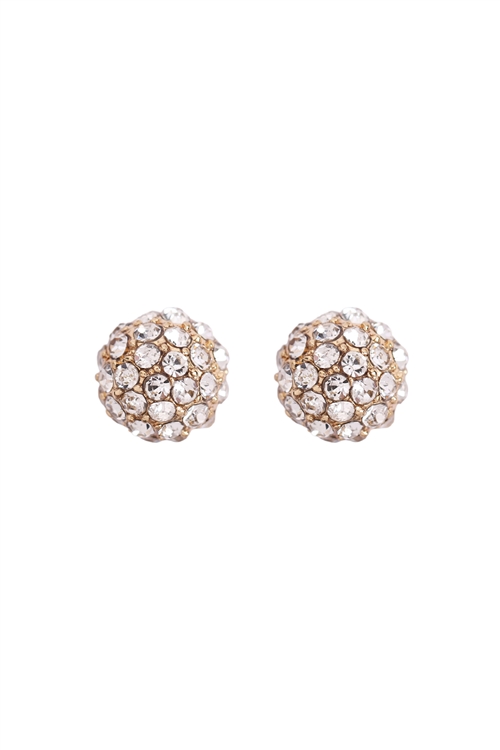 S1-7-5-27058-8CR-G - CRYSTAL CASTING PAVE BALL EARRINGS - GOLD/1PC (NOW $1.50 ONLY!)