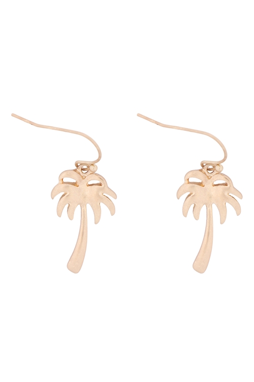 237-B-27227WG - PALM TREE FISH HOOK EARRINGS - MATTE GOLD/6PCS