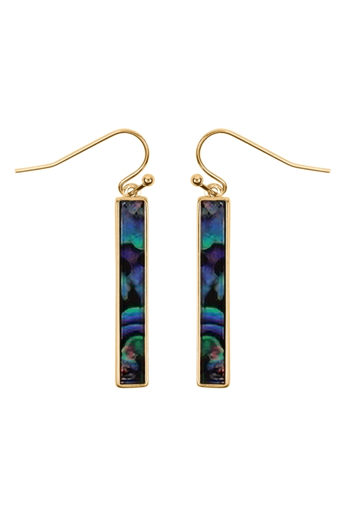 A2-2-5-27310VMM-G - ABALONE SHELL BAR EARRINGS - GOLD/6PCS