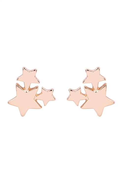 S1-3-5-27316-G - STAR POST EARRINGS - GOLD/6PCS
