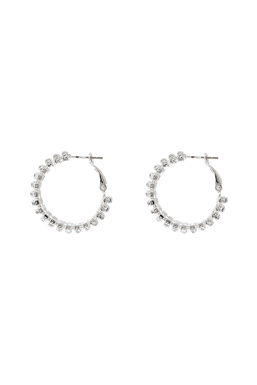 S1-6-5-27317-25CR-S - RHINESTONE 5 LINE HOOP 1" EARRINGS - CRYSTAL SILVER/1PC