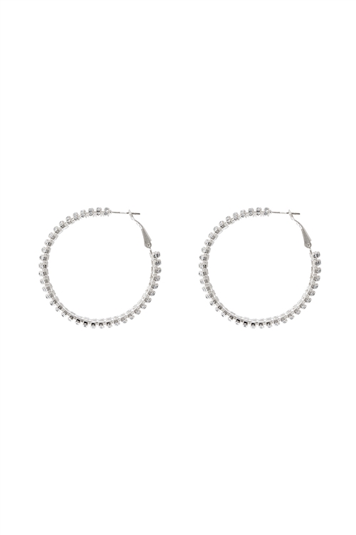 S1-6-5-27317-45CR-S - RHINESTONE 5 LINE HOOP 2" EARRINGS - CRYSTAL SILVER/1PC