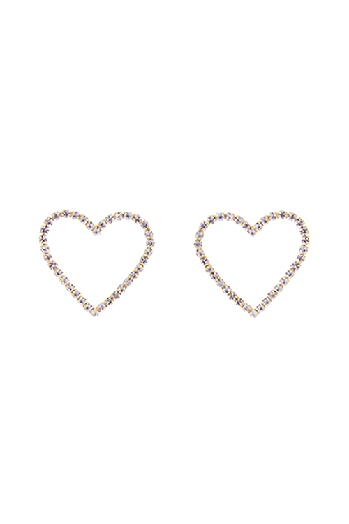 S7-4-2-27318VCR-G - RHINESTONE OPEN HEART POST EARRINGS - CRYSTAL GOLD/6PCS