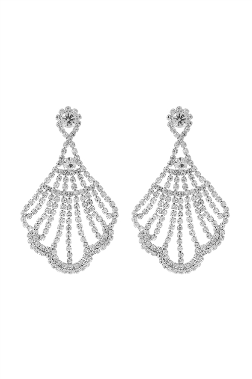 A2-3-4-27360CR-S - RHINESTONE CHANDELIER WEDDING POST DANGLE EARRINGS - CRYSTAL SILVER/6PCS