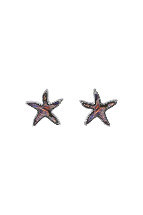 A2-3-5-27559VMM-R - STARFISH ABALONE POST CHARM EARRINGS - SILVER/1PC